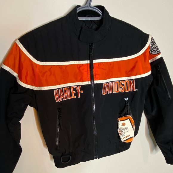 HARLEY DAVIDSON Kid’s Vintage Race Bomber Jacket Logo Biker Motorcycle - Picture 4 of 16
